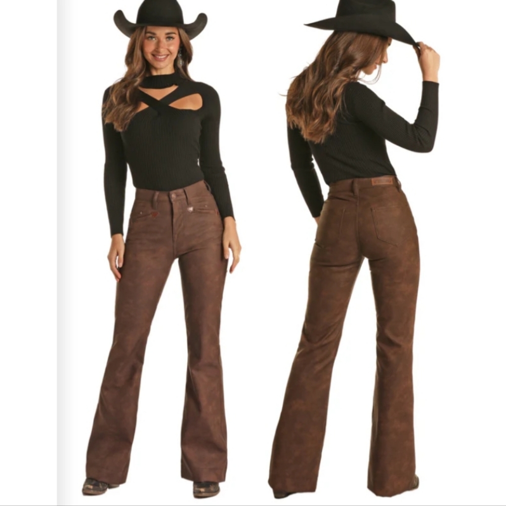 Brown Women's Flared Trousers